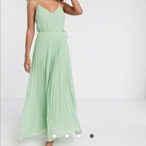 NWT / ASOS pleated maxi dress in sage green